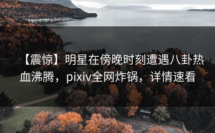 【震惊】明星在傍晚时刻遭遇八卦热血沸腾，pixiv全网炸锅，详情速看
