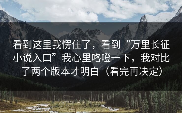 看到这里我愣住了，看到“万里长征小说入口”我心里咯噔一下，我对比了两个版本才明白（看完再决定）