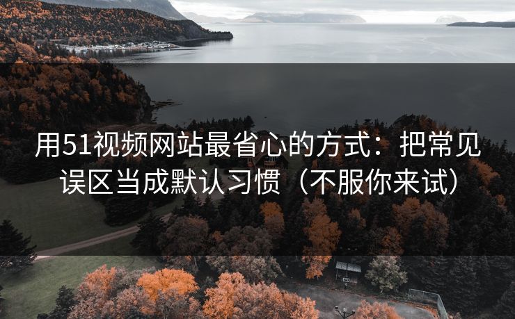 用51视频网站最省心的方式：把常见误区当成默认习惯（不服你来试）